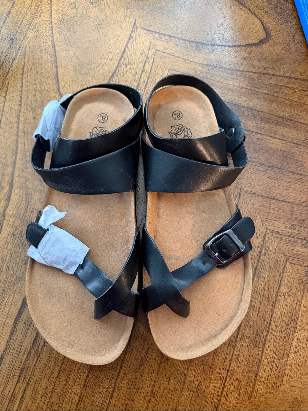 Black Strappy Buckle Sandals